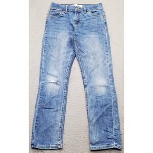 Levi's 502 Straight Jeans Womens 14 Blue Denim Stretch Regular Fit Distressed‎